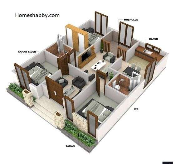 Denah Rumah Minimalis 3 Kamar Tidur