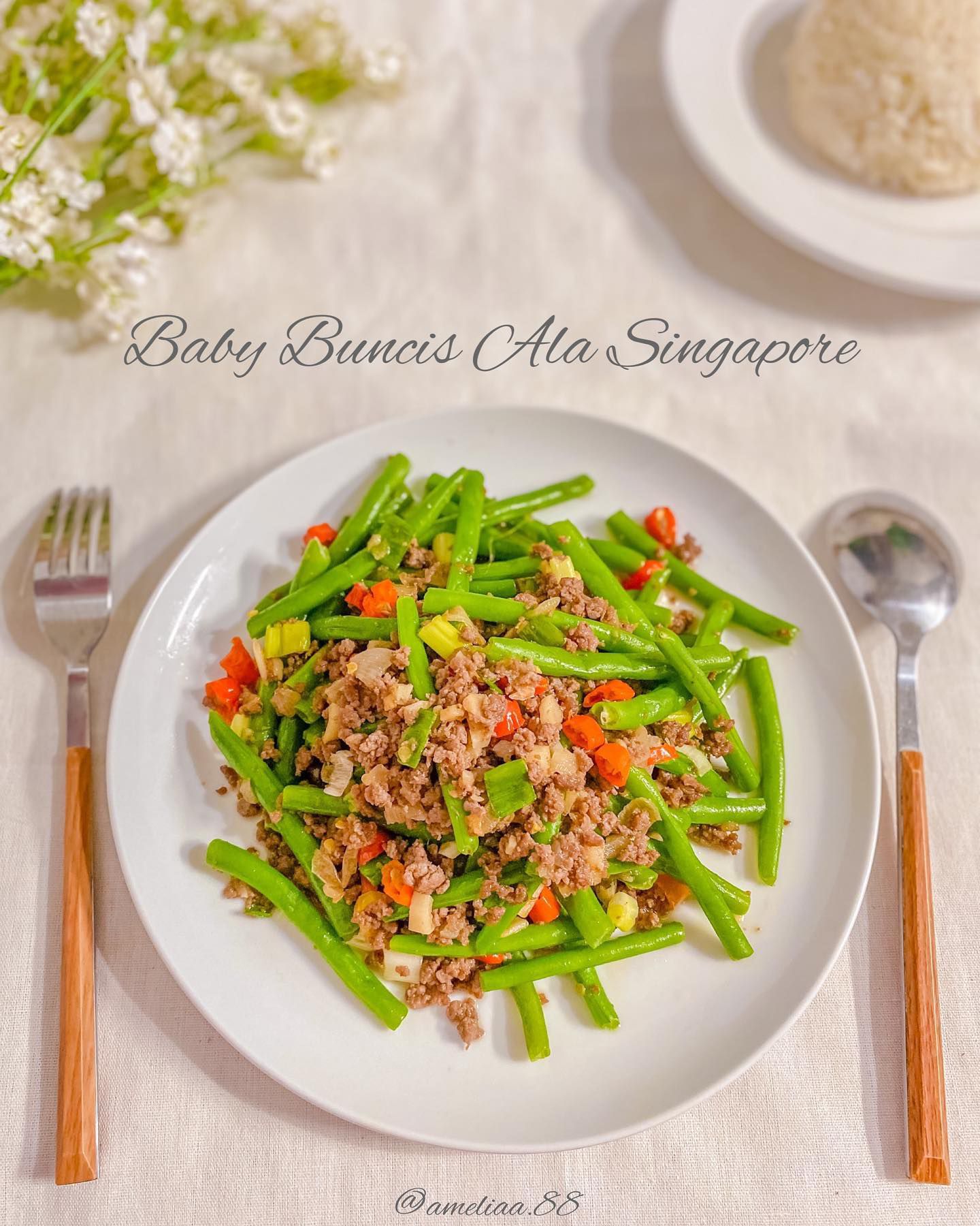 Resep Baby Buncis Daging Cincang ala Singapore