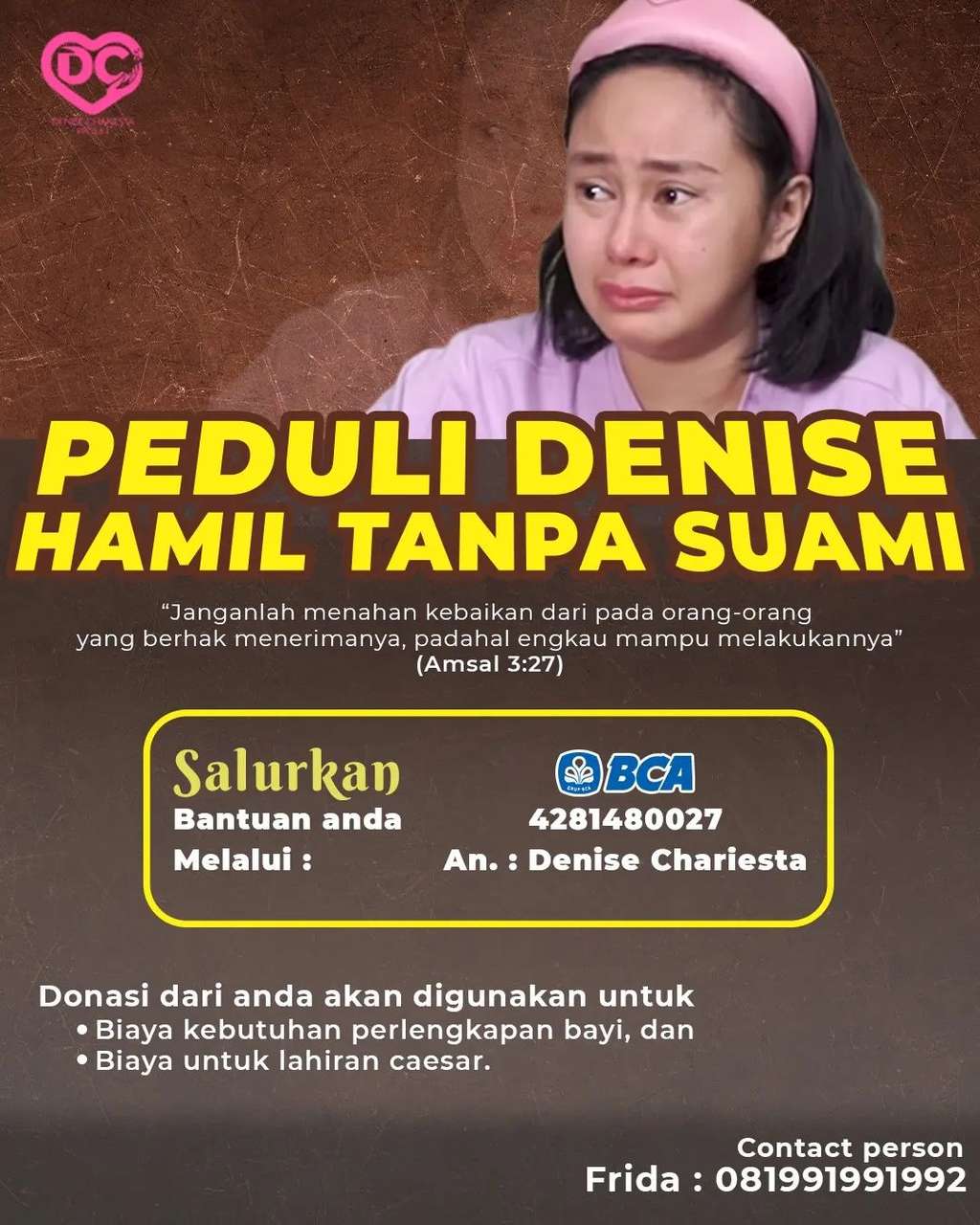 Denise Chariesta Buat Geger Lagi, Kali ini Open Donasi Untuk Operasi Caesar!