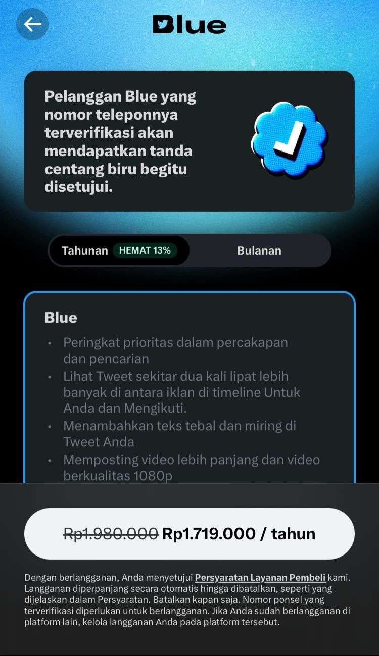 Cara Beli Centang Biru Twitter