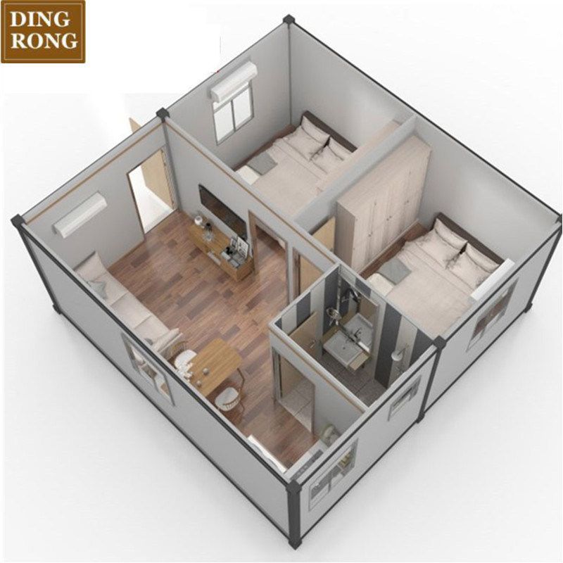 Denah Rumah Minimalis 2 Kamar 6x8 dengan Dapur Sempit