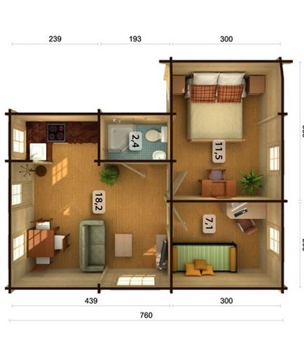 Denah Rumah Minimalis 2 Kamar Tidur 6x8