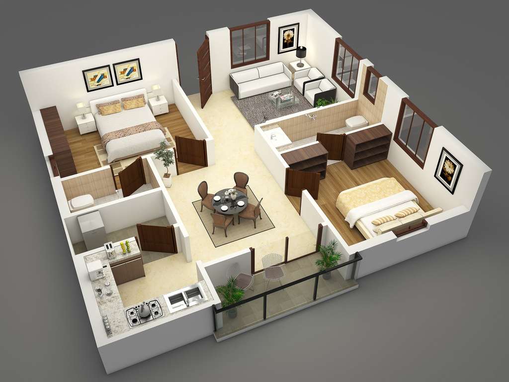 Denah dan Desain Rumah Minimalis 2 Kamar Memanjang