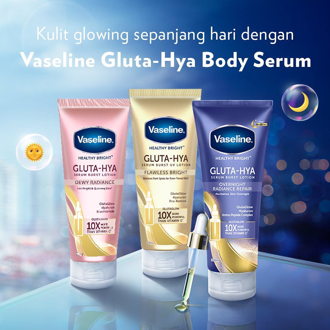 Body Serum untuk Mencerahkan Kulit - Vaseline Gluta-Hya Serum Burst UV Lotion Flawless Bright