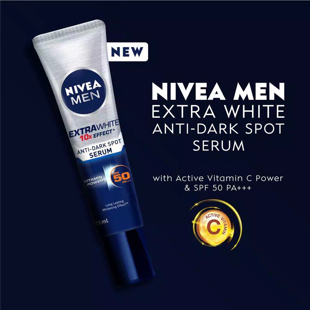 Skincare untuk Pria - Nivea Men Extra White Anti-Dark Spot Serum SPF 50