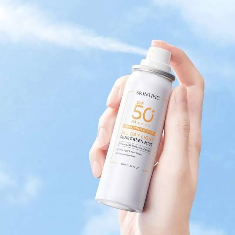 Skincare untuk Pria - SKINTIFIC All Day Light Sunscreen Spray SPF 50PA
