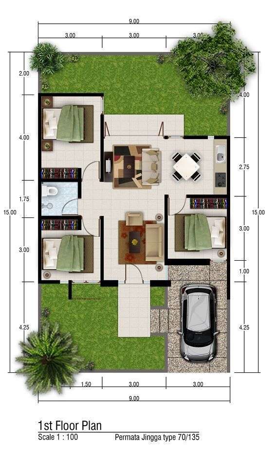 Desain Rumah Sederhana 3 Kamar di Kampung