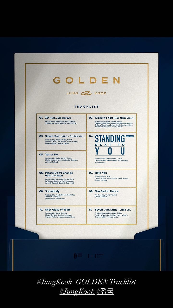 Jungkook BTS rilis full tracklist album solo Golden