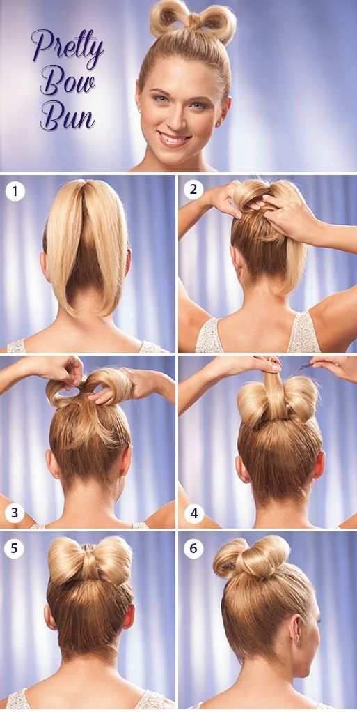 Cara Menata Rambut Pendek - Ribbon Bun