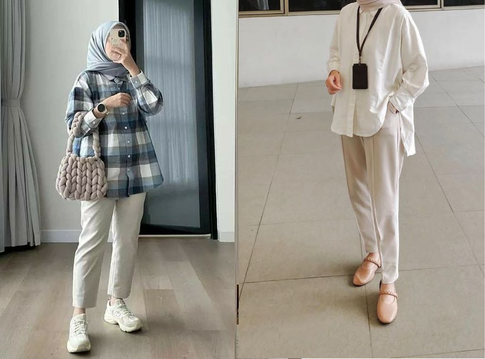 Ide Outfit Kerja Hijab buat WAnita 40-an - Casual