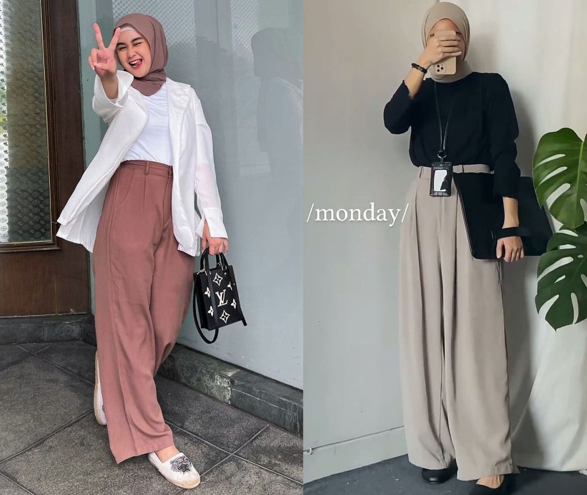 Ide Outfit Kerja Hijab buat WAnita 40-an - Loose Pants