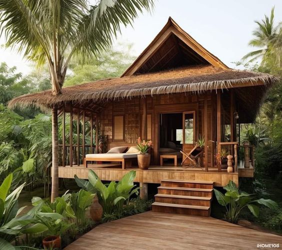 Rumah Gubuk Bambu Minimalis