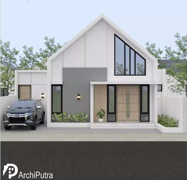 Fasad Rumah Scandinavian 1 Lantai Luas