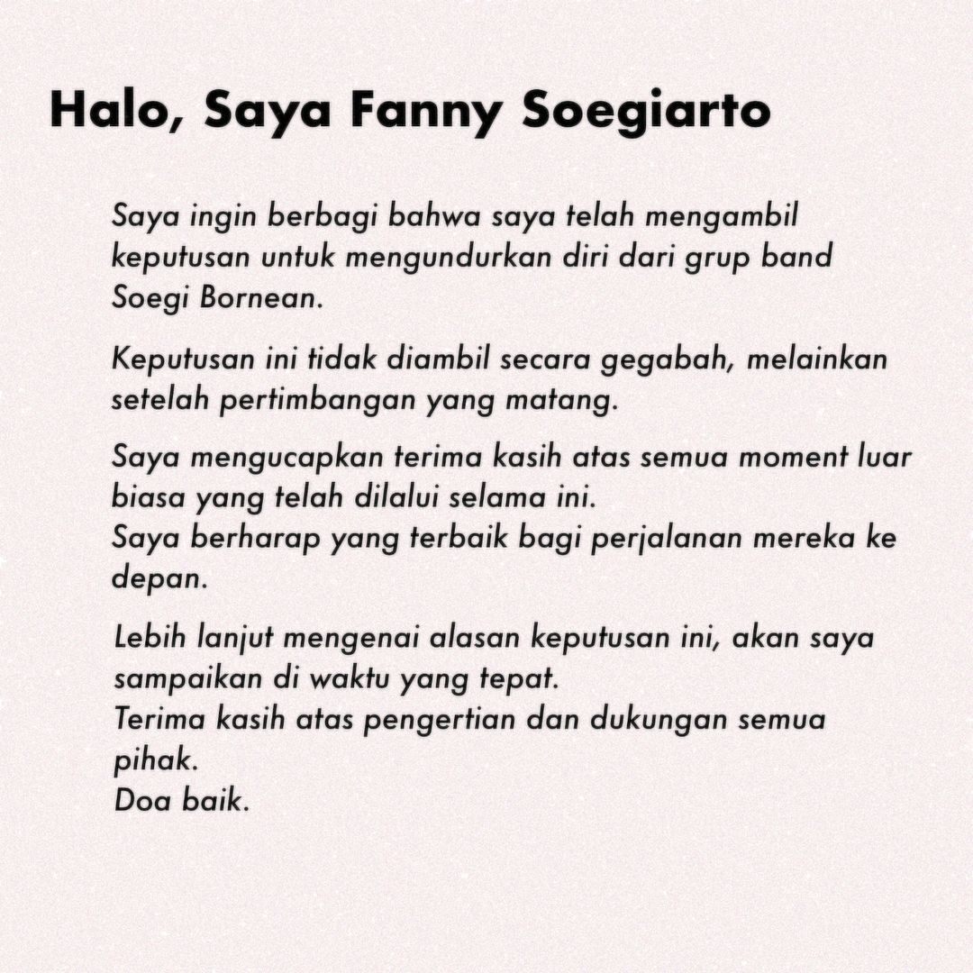 Fanny Soegiarto Keluar dari Seogi Bornean