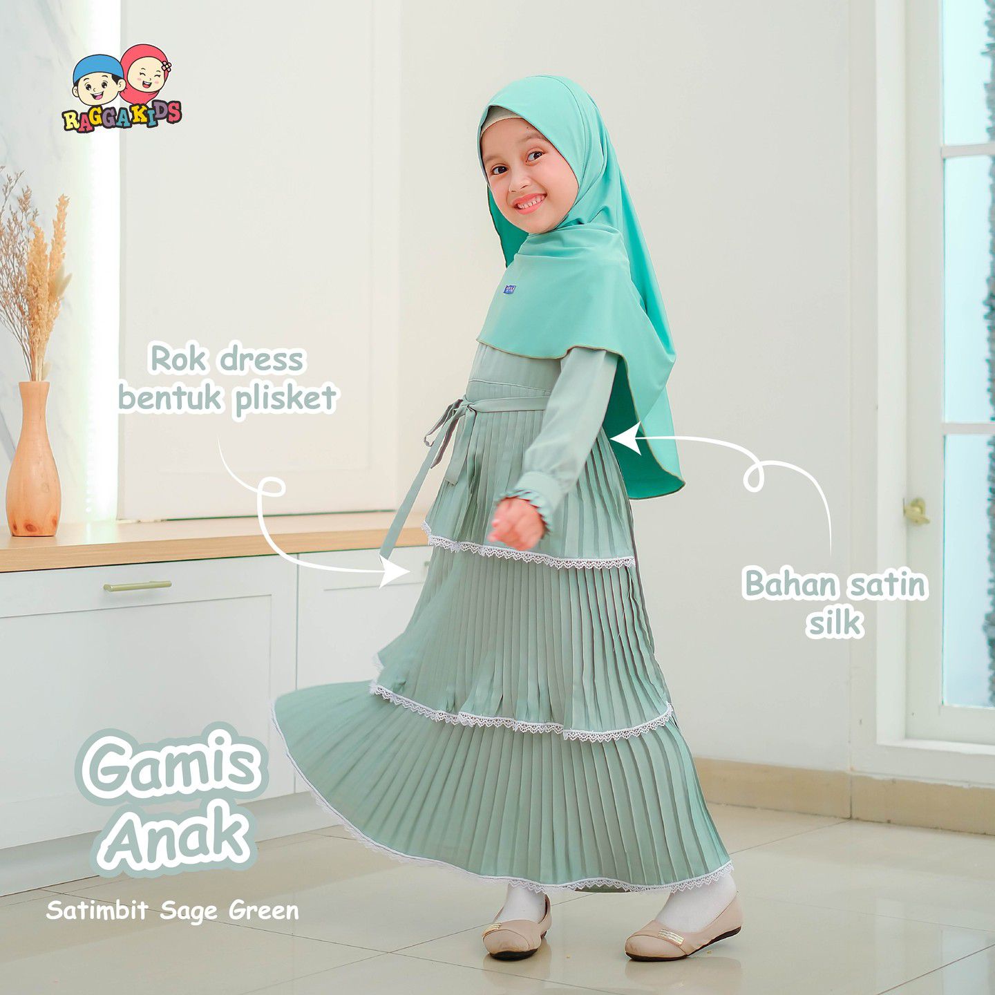 Model Baju Lebaran untuk Anak Perempuan - Gamis Plisket