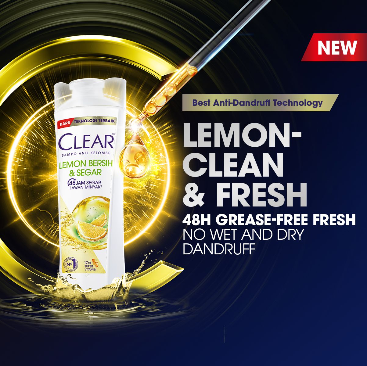 Shampoo Untuk Rambut Rontok Dan Ketombean - Clear Shampoo Lemon Clean & Fresh