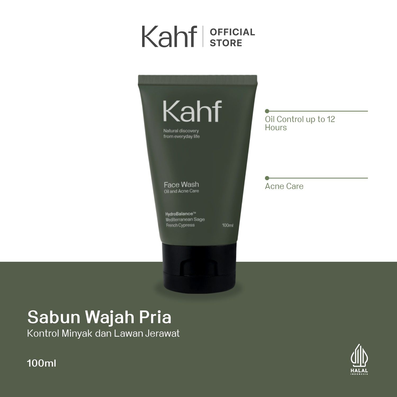 Rekomendasi Face Wash Pria Untuk Kulit Berminyak - Kahf Oil and Acne Care Face Wash