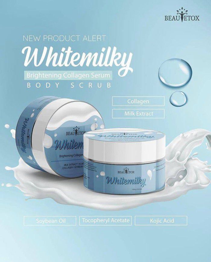 Rekomendasi Body Scrub Untuk Mencerahkan - Beautetox Whitemilky Brightening Collagen Serum Body Scru