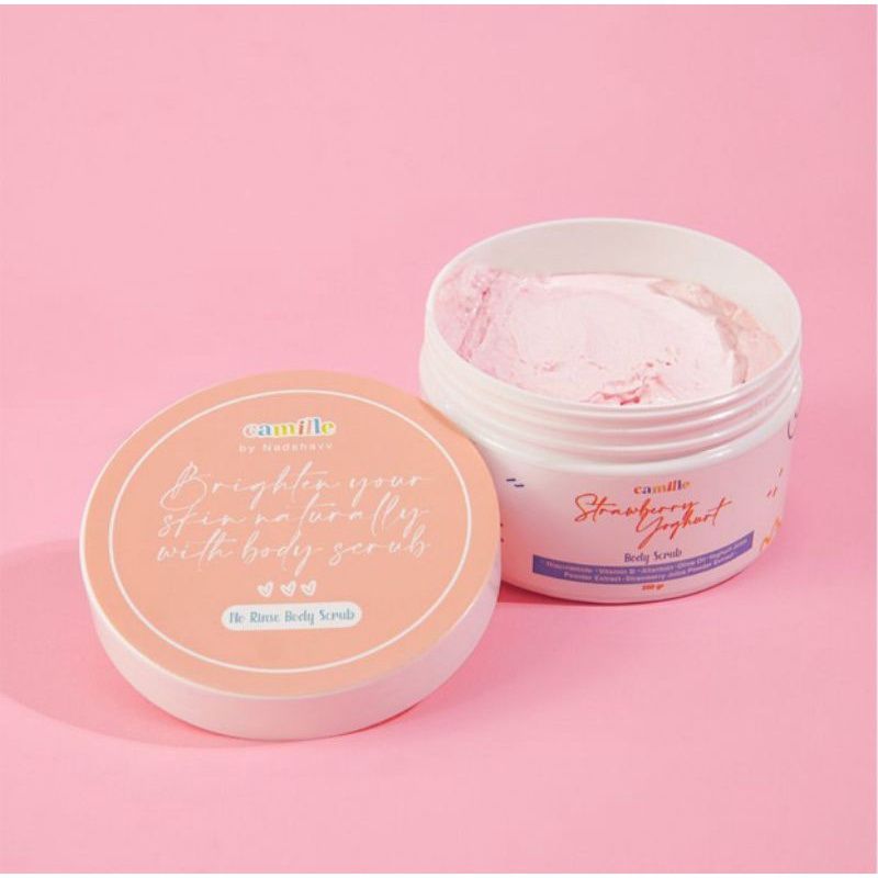 Rekomendasi Body Scrub Untuk Mencerahkan - Camille Beauty Body Scrub Strawberry Yogurt