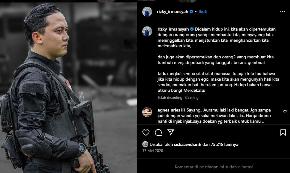 Rizky Imansyah Batasi Kolom Komentar Instagram
