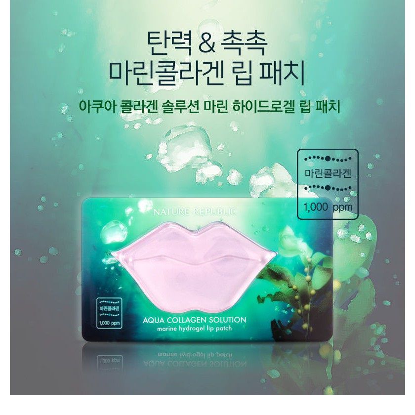 Rekomendasi Masker Bibir - Nature Republic Aqua Collagen Solution Marine Hydrogel Lip Patch