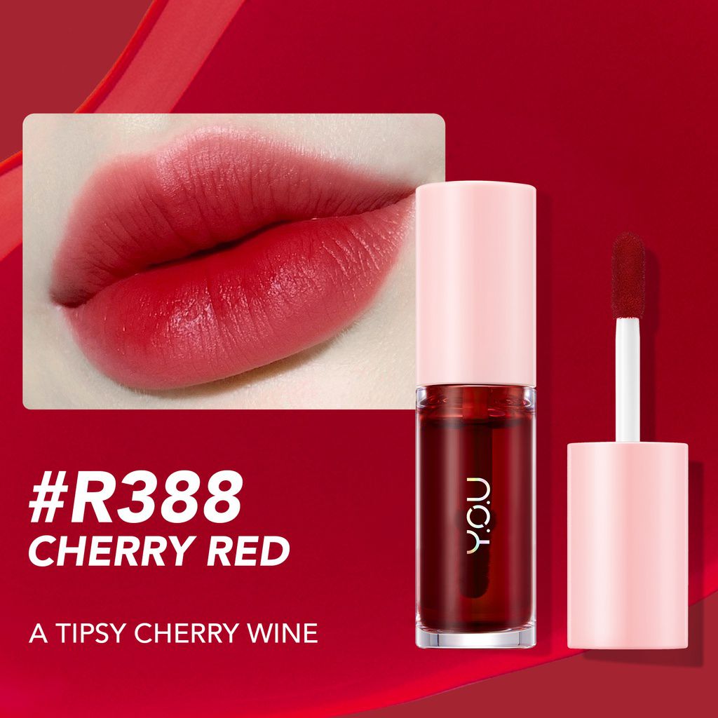 Lip Produk Untuk Tampilan Cherry Red Aesthetic - Y.O.U Simplicity Love Lip Tint Shade Cherry Red