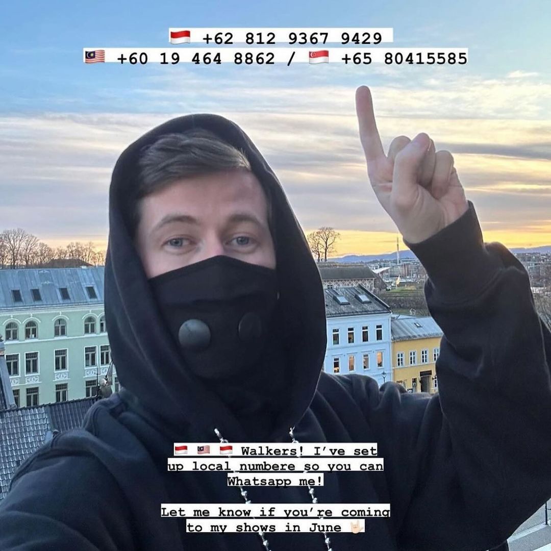 Alan Walker Bagikan Nomor Whatsapp Lokal