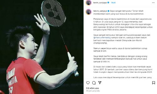 Kevin Sanjaya Pensiun dari Bulu Tangkis