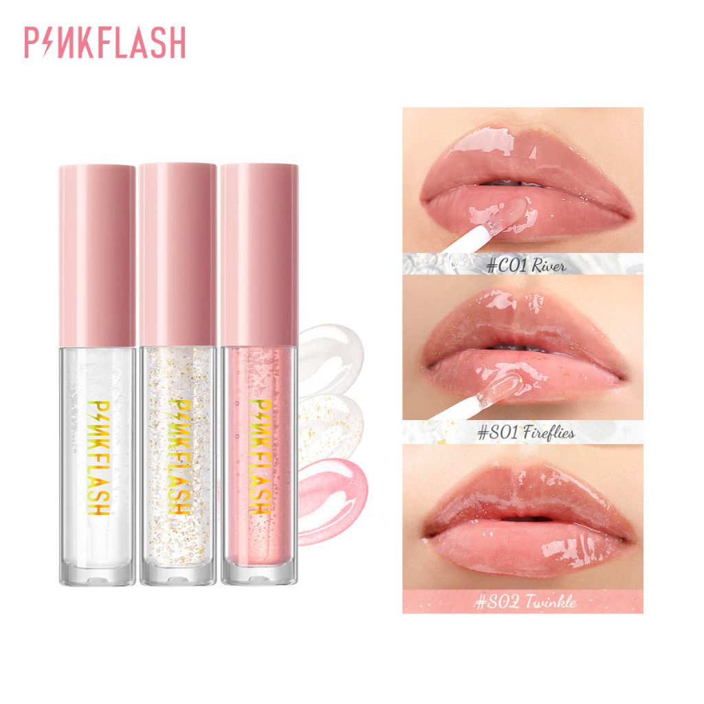 Rekomendasi Lip Gloss Bening Lokal - Pinkflash OhMyGloss Moisturising Plumpmax High Shimmer Lip Glos