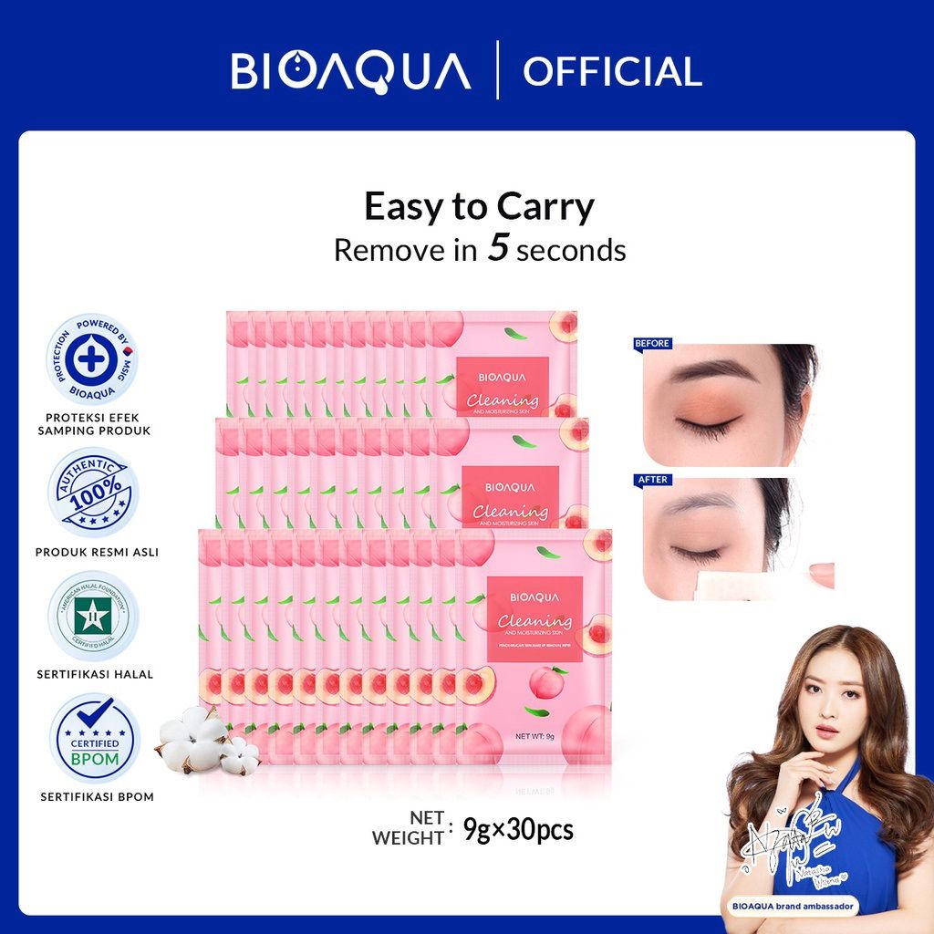 Rekomendasi Tisu Pembersih Makeup - Bioaqua Peach Makeup Remover Wipes