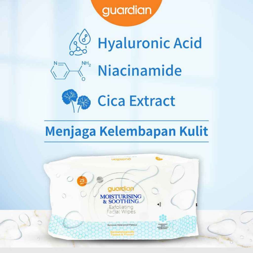 Rekomendasi Tisu Pembersih Makeup - Guardian Moisturising & Soothing Micellar Facial Cleansing Wipes