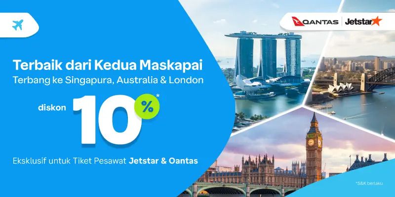 Diskon Spesial 10%, hingga Rp3jt, dari Jetstar & Qantas