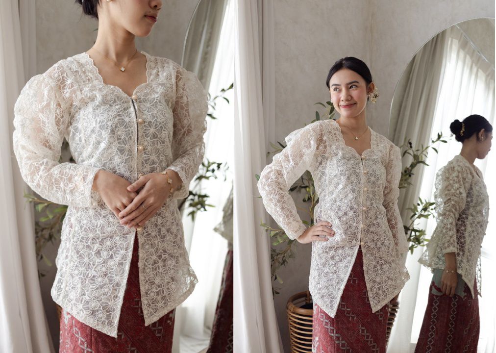 Baju Akad Nikah Sederhana di KUA - Kebaya Klasik Bunga