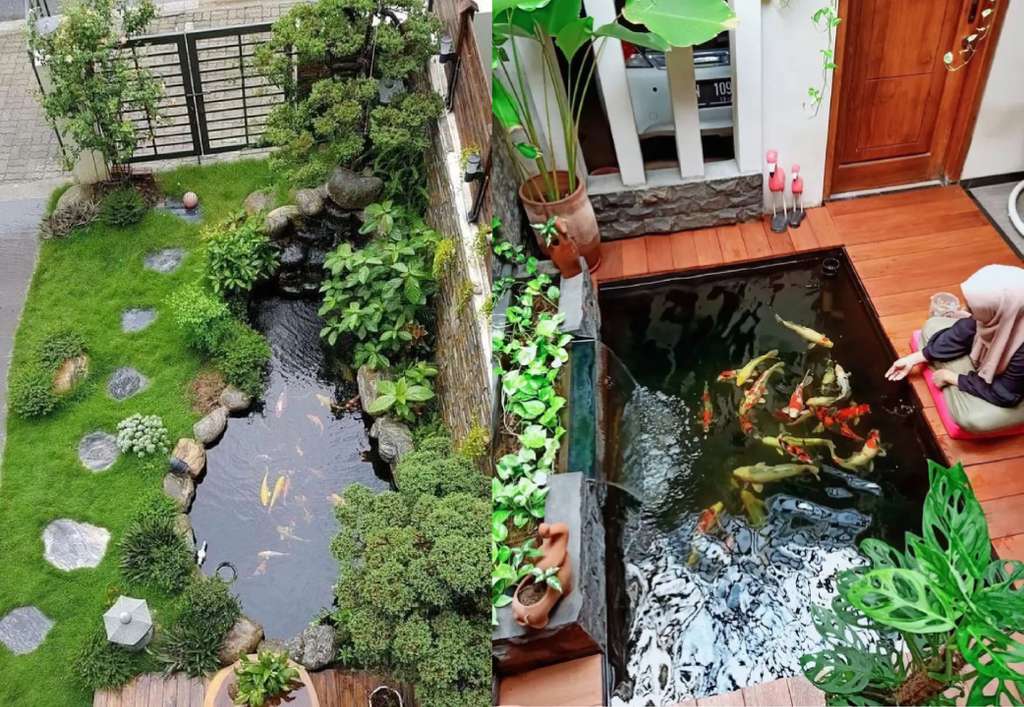 Taman Minimalis Depan Rumah dengan Kolam Ikan