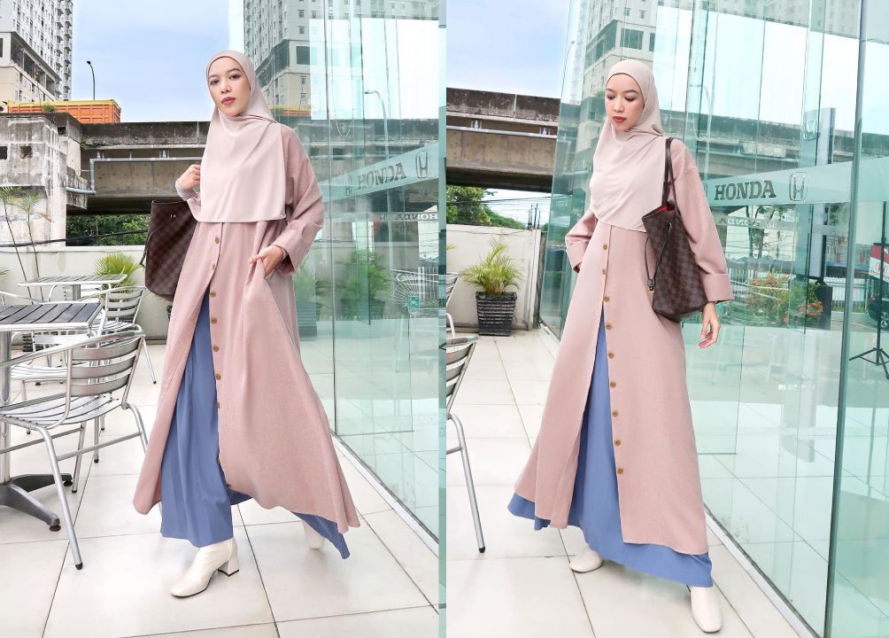 Outfit Kerja Hijab Syar i – Long Dress polos dan Long Outer polos