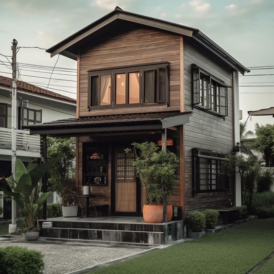 Desain Rumah Kayu Atap Miring