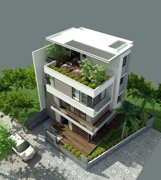 Desain Rumah 2 Lantai dengan Rooftop