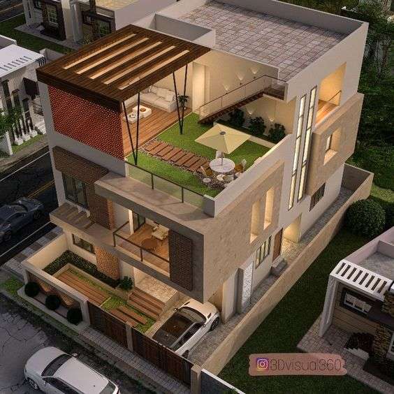 Desain Rumah 2 Lantai dengan Rooftop