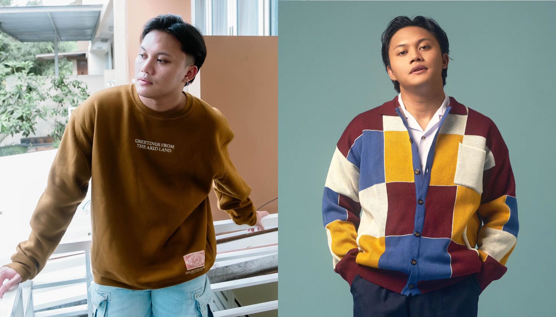 Inspirasi Outfit Kencan Pertama Buat Cowok - Sweater dan Celana Jeans ala Rizky Febian