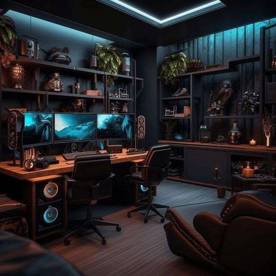 Desain Kamar Gaming dengan Lampu Neon