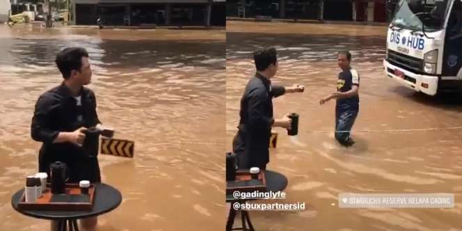 Banjir Terjang Jakarta, Barista Ini Malah Beri Kopi Gratis ke Supir Truk