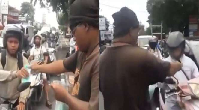 Tanpa Pamrih, Pria Baik Ini Membagikan Masker Gratis Kepada Pengendara Jalanan