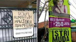 Spanduk Jual Rumah Bikin Ngakak, Yang Buat S3 Marketing Nih!