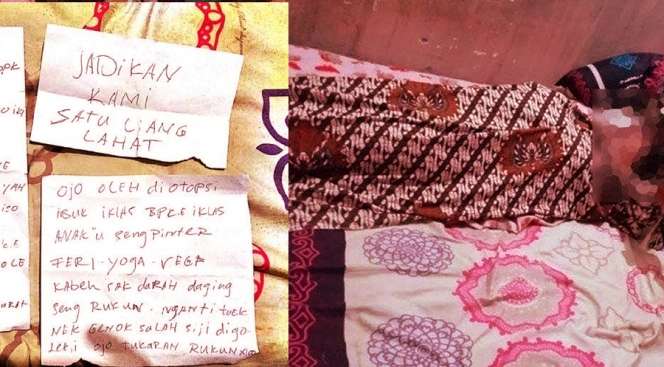 Romeo Juliet dari Malang, Bunuh Diri Bersama dan Tinggalkan Wasiat Kepada Anak-Anaknya