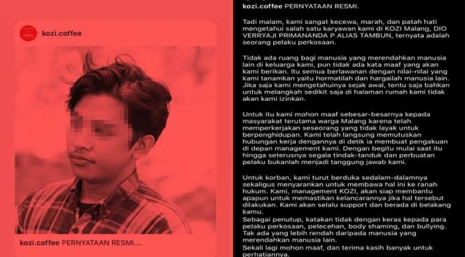 Pecat Barista Pelaku Pemerkosaan, Netizen:  Institusi Pendidikan Kalah sama Kedai Kopi
