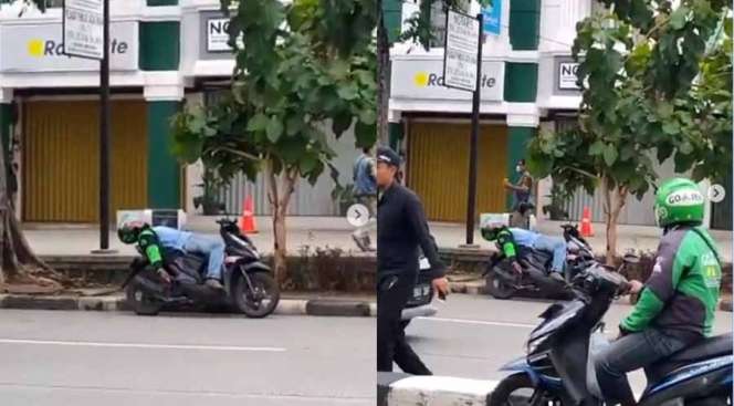 Gak Bergerak di Atas Motor, Driver Ojol Ini Dikira Pasien COVID-19 eh Ternyata Bobo Siang