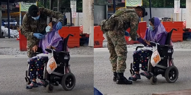 Viral Video Tentara Pakaikan Masker untuk Ibu Tua Difabel, Fakta di Baliknya Buat Hati Terenyuh