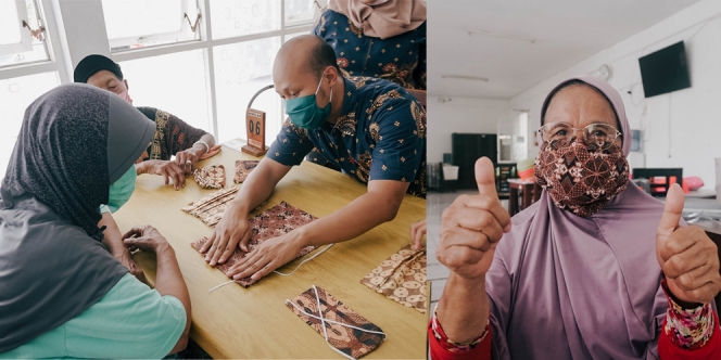 Ajak Lansia Cegah COVID-19, Dinas Sosial Surabaya Ajarkan Cara Buat Masker dan Handsanitizer
