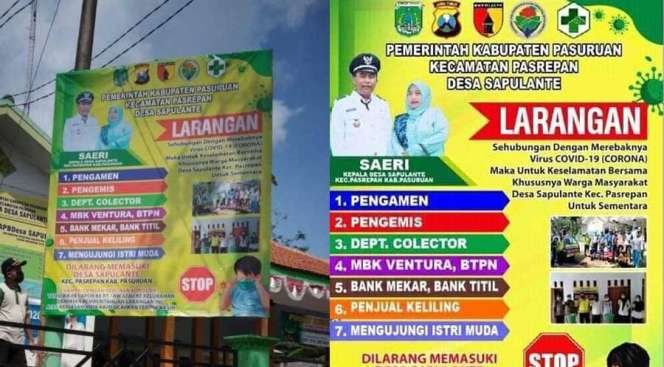 Imbauan Corona Anti Mainstream, Pak Kades Sampai Bikin Banner Dilarang Temui Istri Muda!