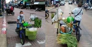 Demi Hidupi Kakek Neneknya, Bocah 10 Tahun Ini Tetap Mengayuh Sepeda Berjualan Sayur saat Lockdown